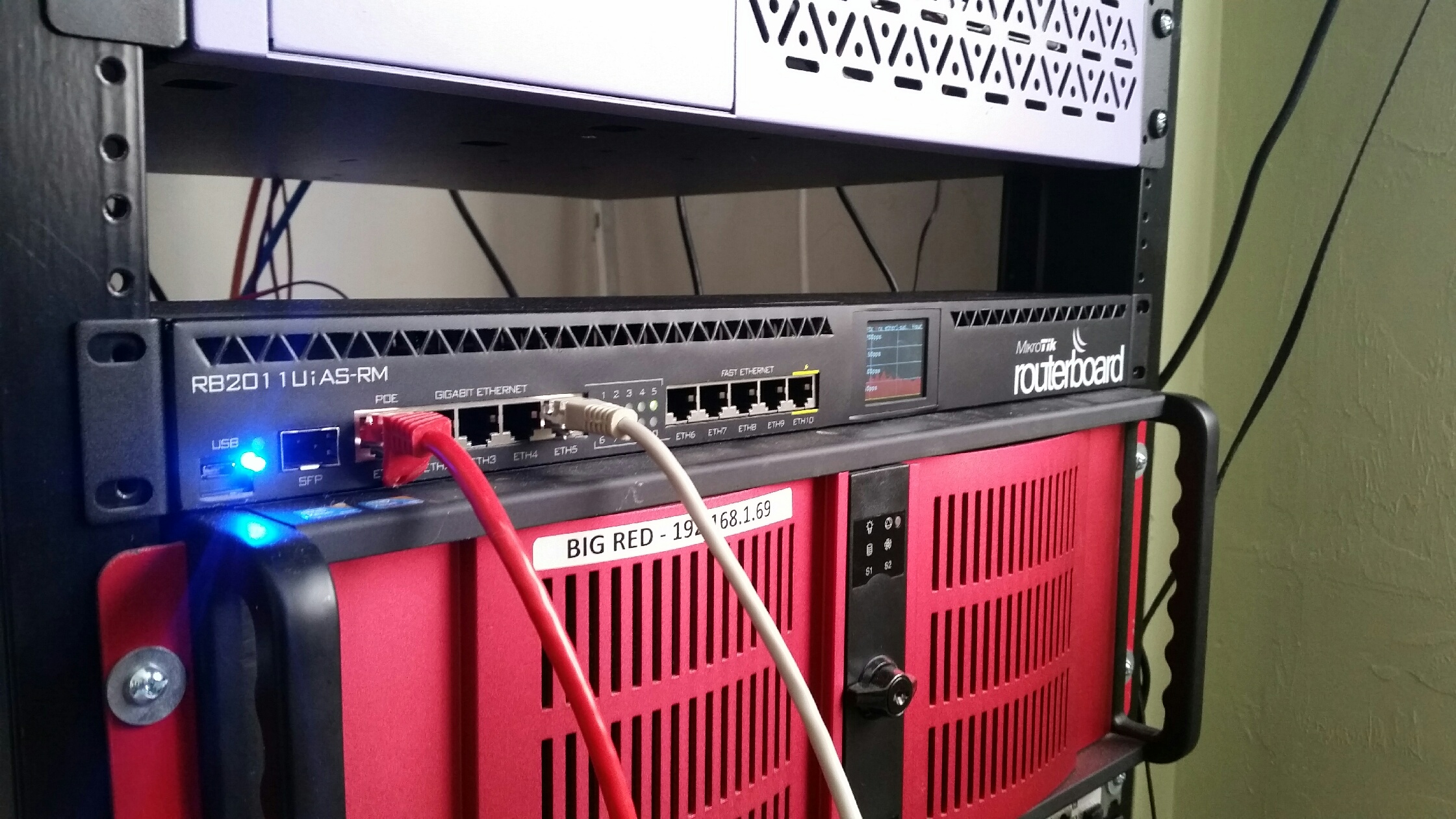 RouterBOARD router in the Gainesville rack